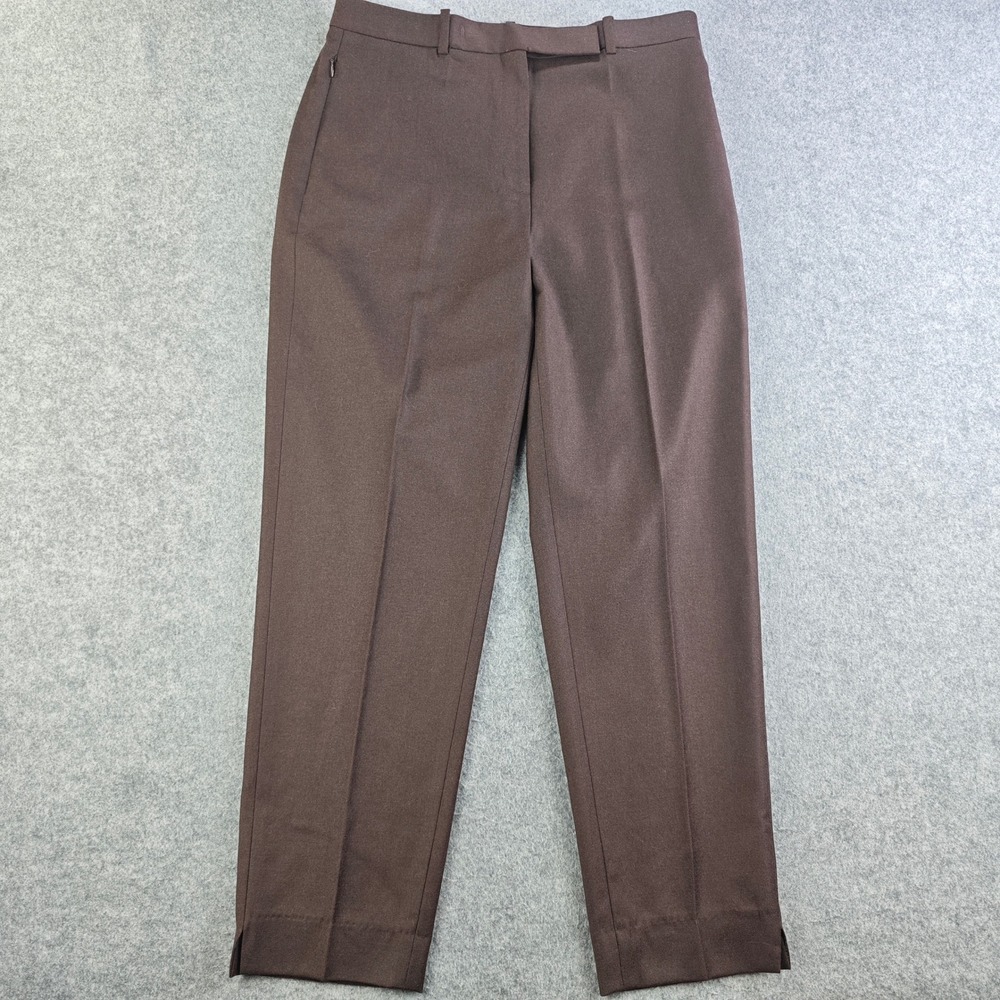 Theory High Waist Taper Ankle Pants Womens 6 Brown Sleek Flannel Wool Trousers